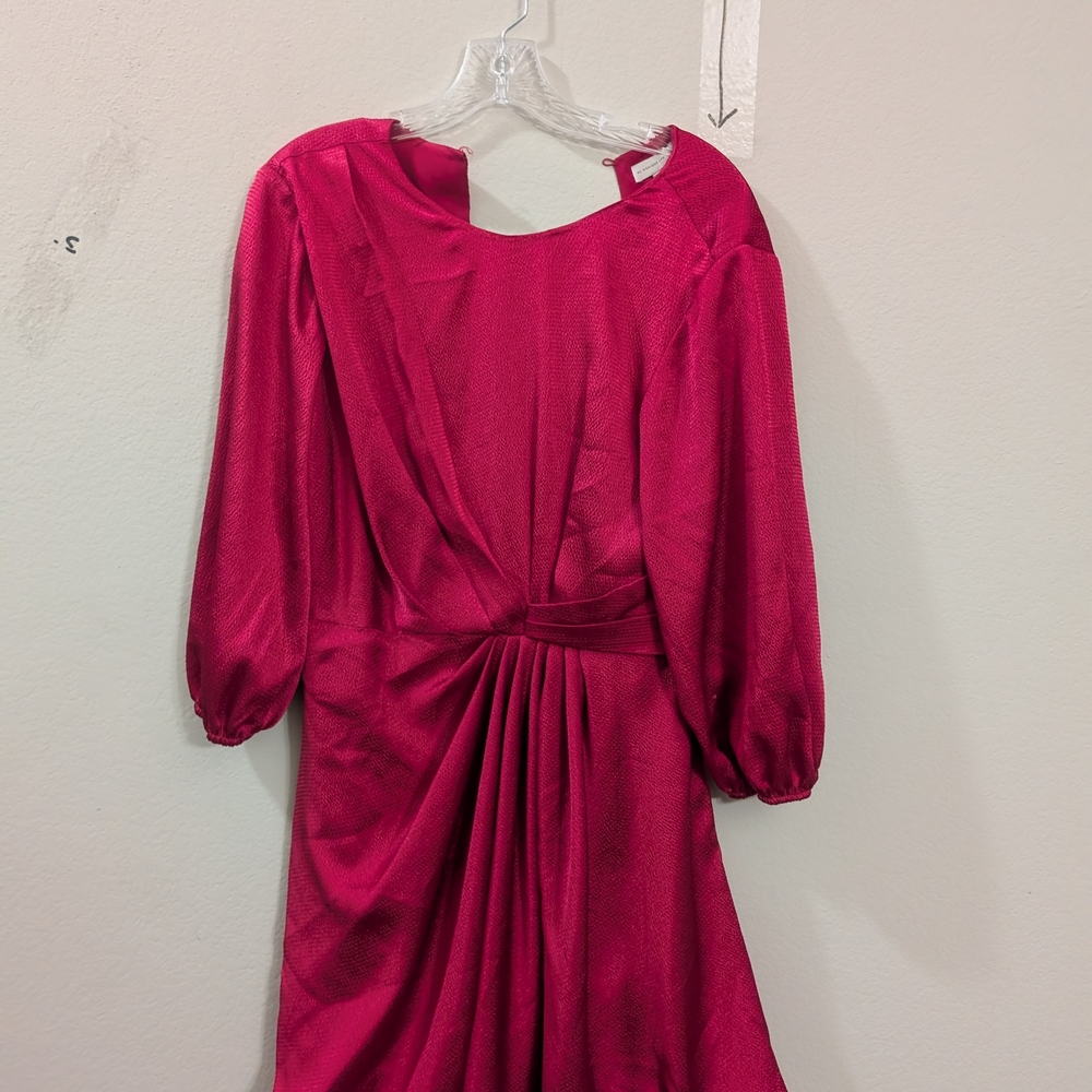 Monique Lhuillier Vibrant Pink Long Sleeve Dress